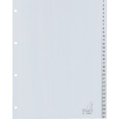 Intercalaires Kangaro 4 perf G431C numéro 1-31 gris PP