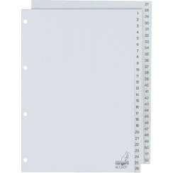 Intercalaires Kangaro 4 perf G452C numéro 1-52 gris PP