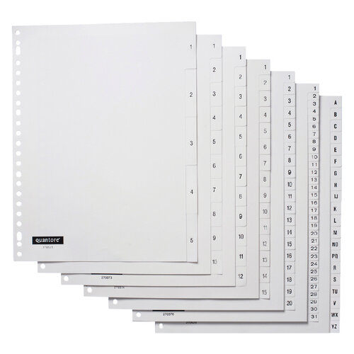 Quantore Intercalaires Quantore 23 perf numéro 1-10 blanc PP