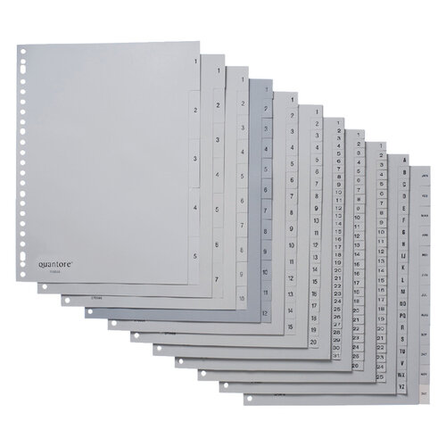 Quantore Intercalaires Quantore 23 perf 12 onglets mois gris PP