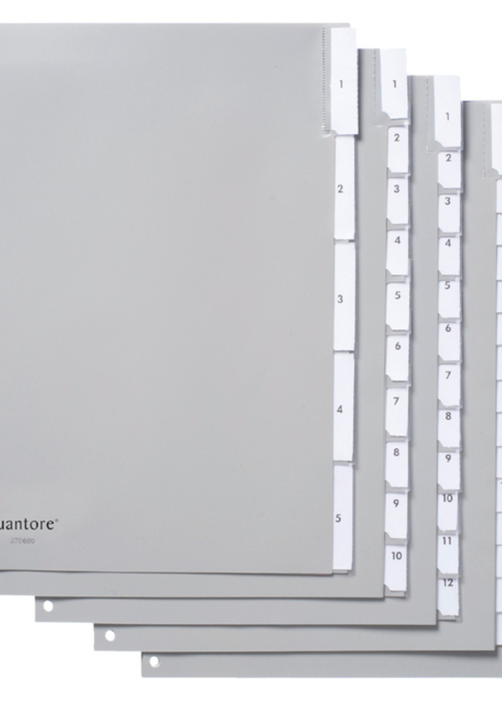 Quantore Intercalaires Quantore 23 perf 15 onglets à fenêtre gris PP