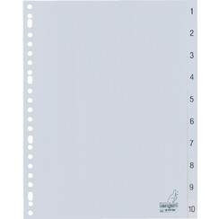 Intercalaires Kangaro 23 perf G410CM numéro 1-10 gris PP