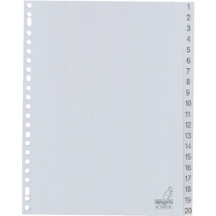 Intercalaires Kangaro 23 perf G420CM numéro 1-12 gris PP