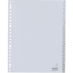 Intercalaires Kangaro 23 perf G431CM numéro 1-31 gris PP