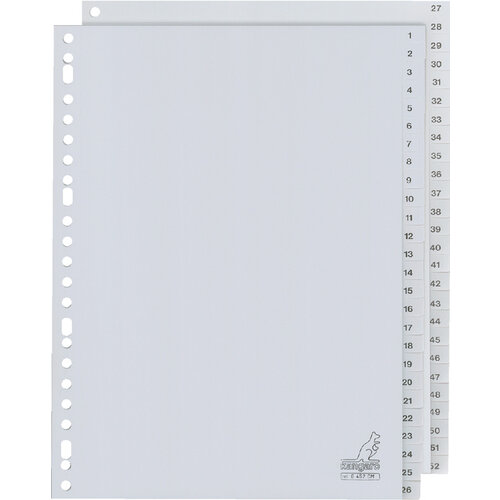 Kangaro Intercalaires Kangaro 23 perf G452CM numéro 1-52 gris PP