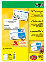 Sigel Cartes de visite Sigel 85x55mm 225g bords lisses blanc