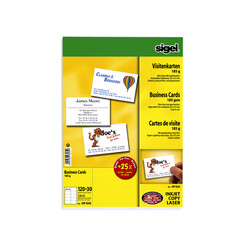 Cartes de visite Sigel 85x55mm uni 180g blanc