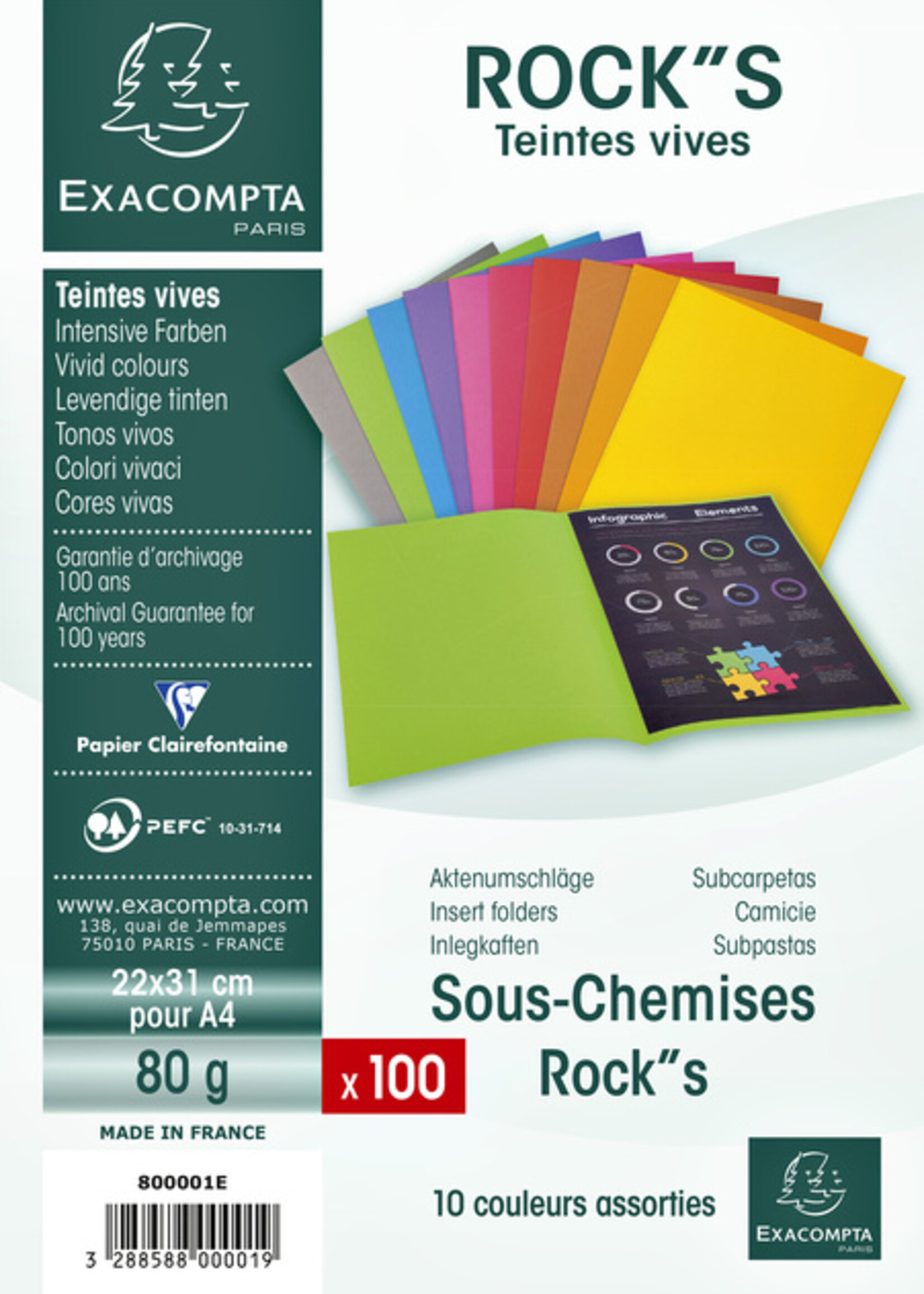Exacompta Vouwmap Exacompta ROCK'S A4 80g assorti