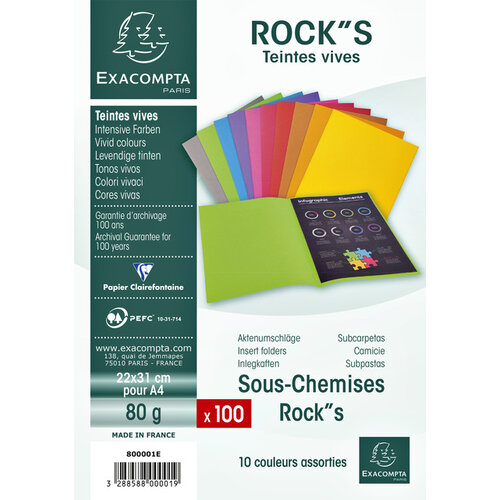 Exacompta Vouwmap Exacompta ROCK'S A4 80g assorti