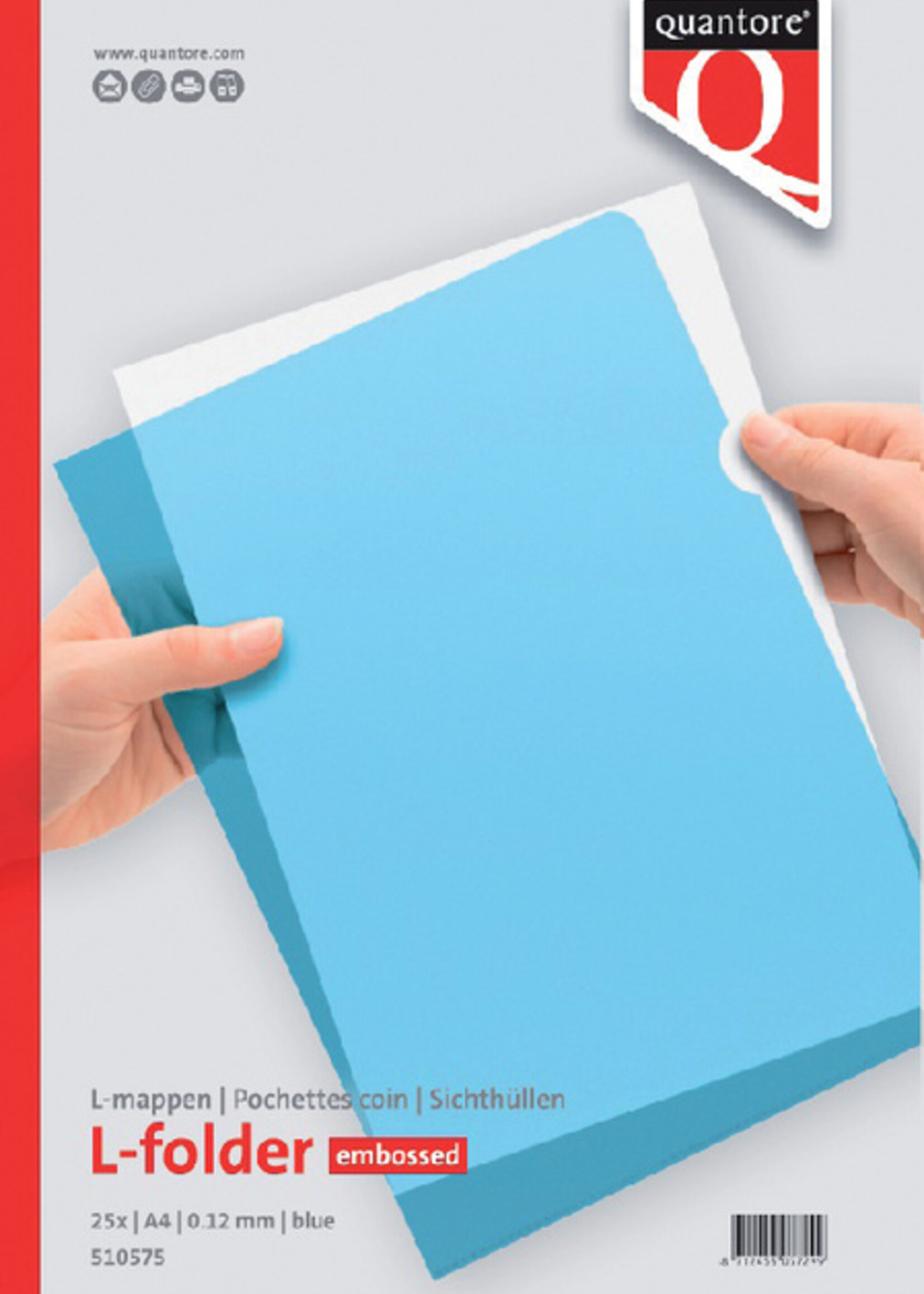 Quantore Pochette modèle L Quantore A4 PP 0.12mm lisse bleu 25 pièces