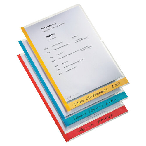 Leitz L-map Leitz premium A4 0.15mm PP gekleurde rand transparant