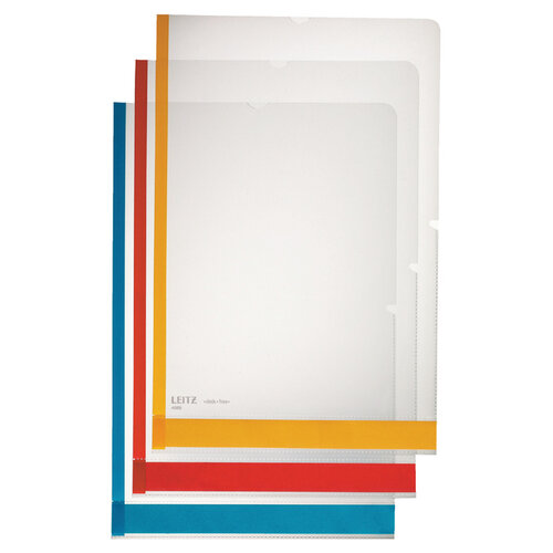 Leitz L-map Leitz premium A4 0.15mm PP gekleurde rand transparant