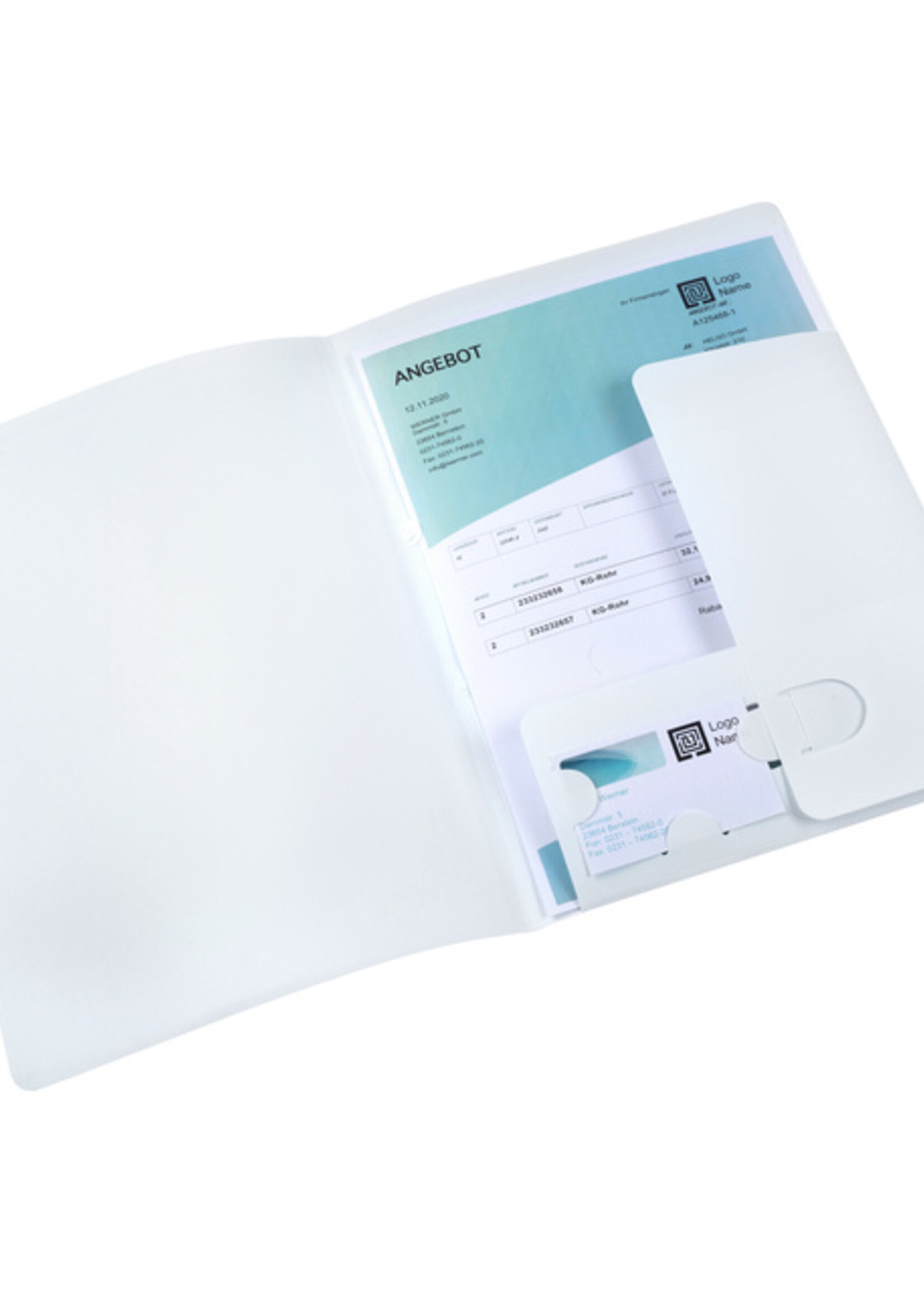 Oxford Offertemap Oxford A4 met insteektas 2 kleppen 0.5mm PP wit