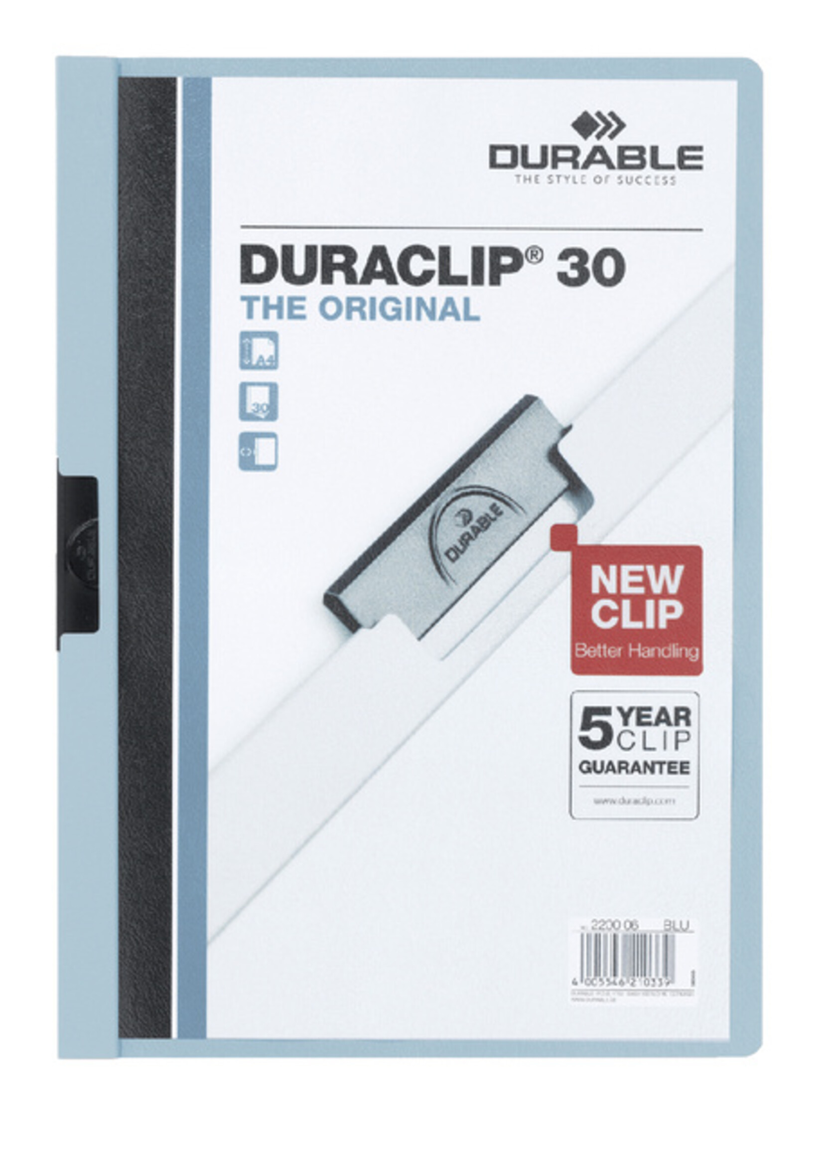 Durable Klemmap Durable Duraclip A4 3mm 30 vellen lichtblauw
