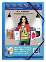 Oxford Elastomap Oxford Polyvision A4 met insteektas 3 kleppen PP blauw