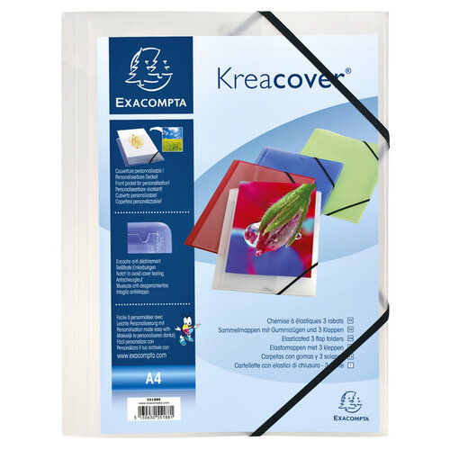 Exacompta Elastomap Exacompta Kreacover A4 3 kleppen PP assorti