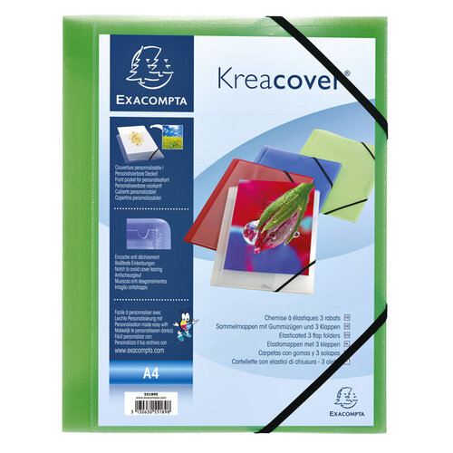 Exacompta Elastomap Exacompta Kreacover A4 3 kleppen PP assorti