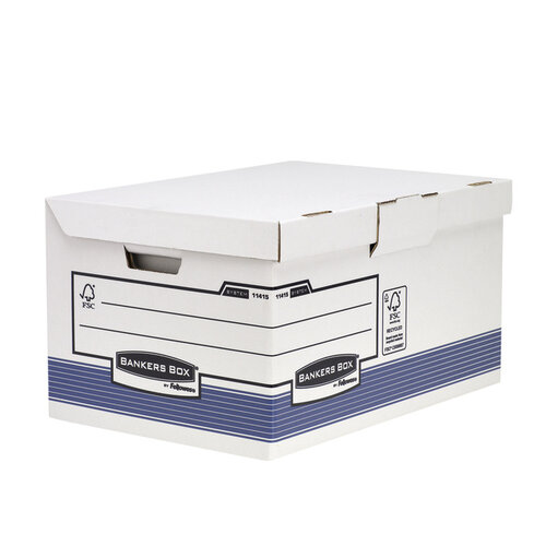Bankers Box Caisse archives Bankers Box System Fold flip top Maxi blanc-bleu