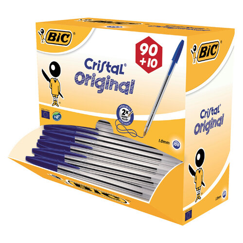 Bic Balpen Bic Cristal blauw medium doos 90+10 gratis