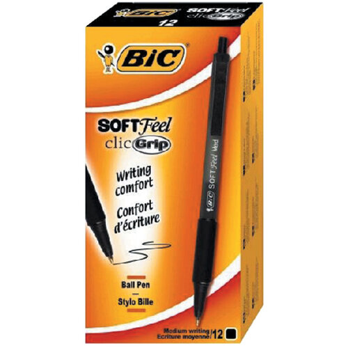 Bic Balpen Bic Soft Feel Clic Grip zwart medium