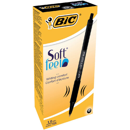 Bic Balpen Bic Soft Feel Clic Grip zwart medium