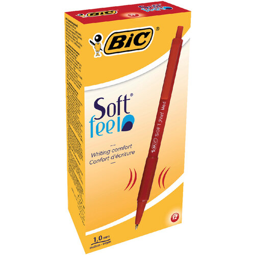 Bic Balpen Bic Soft Feel Clic Grip rood medium