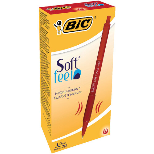 Bic Stylo Bille BIC Soft Feel Clic Grip Medium Rouge