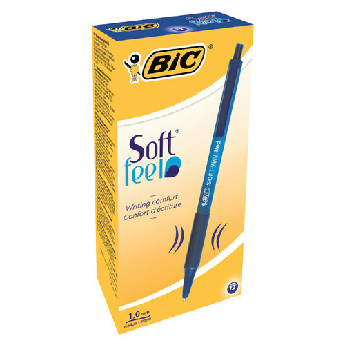 Bic Balpen Bic Soft Feel Clic Grip blauw medium