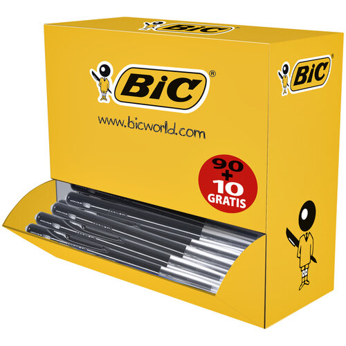 Bic Stylo bille BIC M10 Medium noir boîte 90 + 10 gratuits
