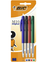 Bic Stylo bille BIC M10 Medium assorti 4 pièces sous blister.