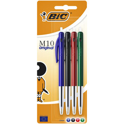 Balpen Bic M10 assorti medium blister à 4st