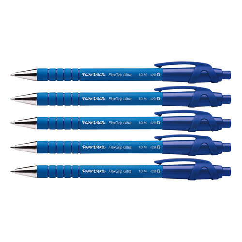 Paper Mate Balpen Paper Mate Flexgrip Ultra blauw medium 5 stuks bliste