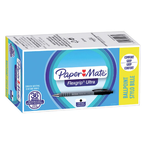 Paper Mate Balpen Paper Mate Flexgrip Ultra zwart medium 30+6 gratis