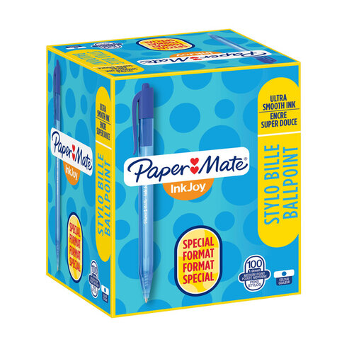 Paper Mate Inkjoy Balpen Paper Mate Inkjoy 100RT blauw medium 80+20 gratis