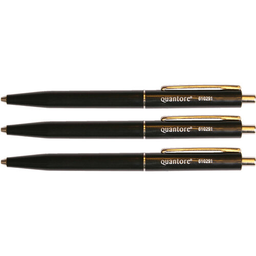 Quantore Stylo Bille Quantore rétractable avec clip métal Medium noir