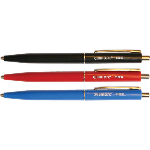Quantore Stylo Bille Quantore rétractable avec clip métal Medium noir
