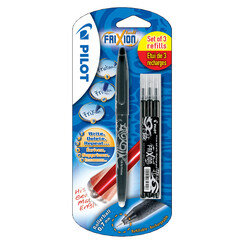 Rollerpen PILOT Frixion BL-FR7  0.35mm + 3 vullingen zwart