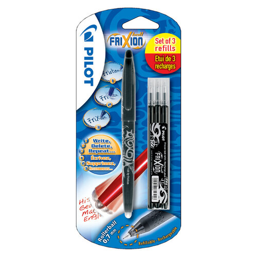 Pilot Rollerpen PILOT Frixion BL-FR7  0.35mm + 3 vullingen zwart