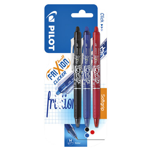 Pilot Rollerpen Pilot Frixion clicker assorti 0.35mm blister à 3 stuks