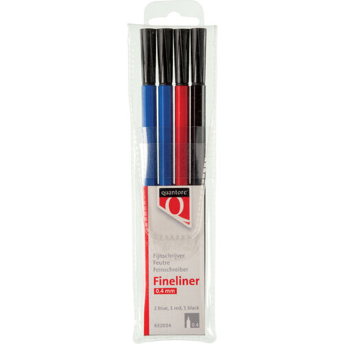 Quantore Fineliner Quantore rond 0.4mm assorti 4stuks