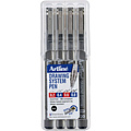 Artline Fineliner Artline set met 0.2-0.4-0.6-0.8mm zwart