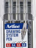 Artline Fineliner Artline set avec 0,2-0,4-0,6 et 0,8mm noir
