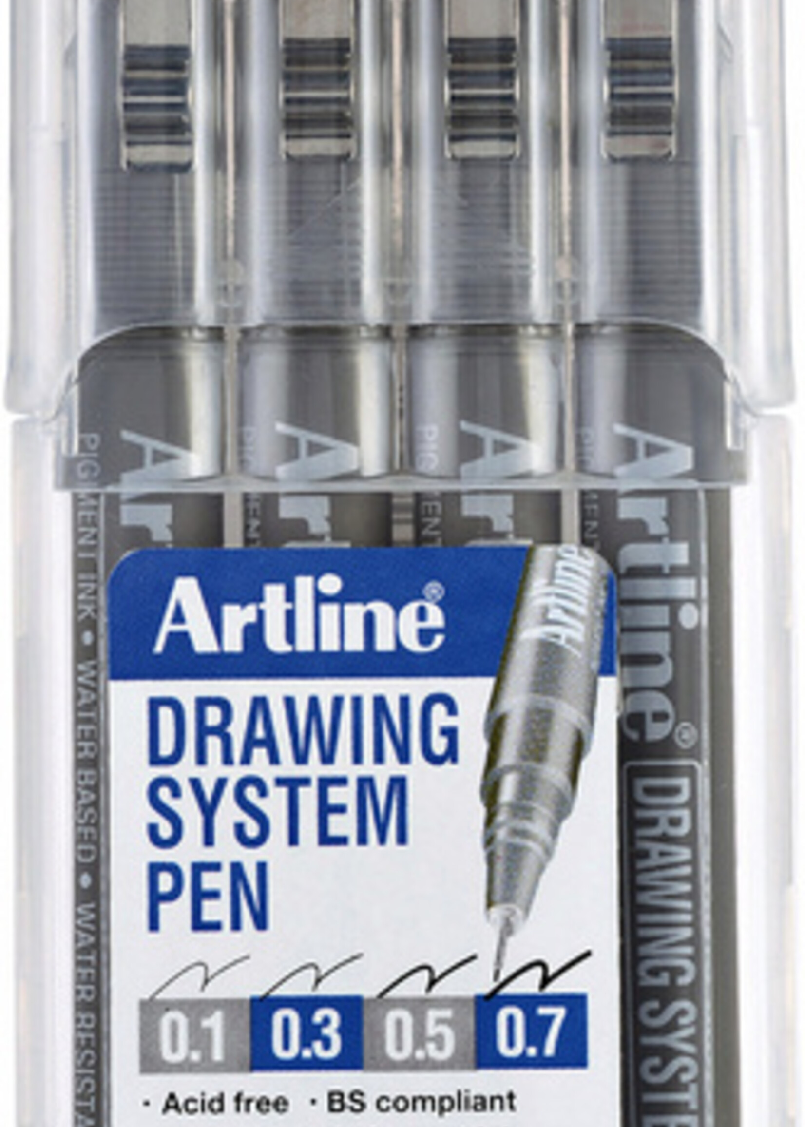 Artline Fineliner Artline set met 0.1-0.3-0.5-0.7mm zwart