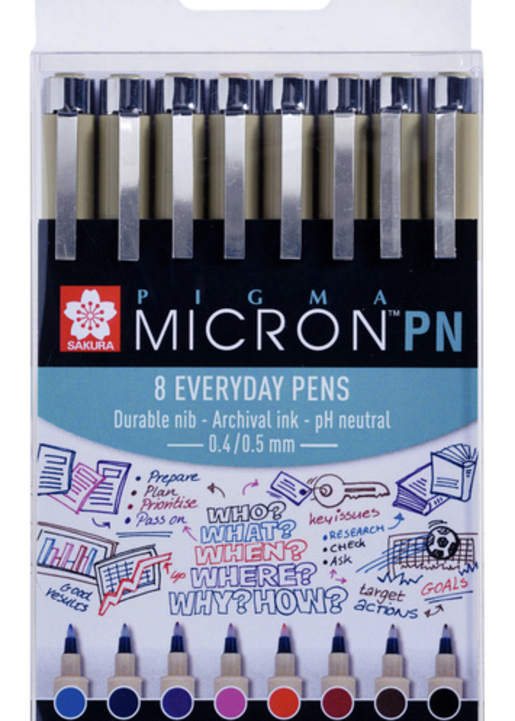 Sakura Fineliner Sakura pigma micron 0.4mm blister à 8 stuks assorti