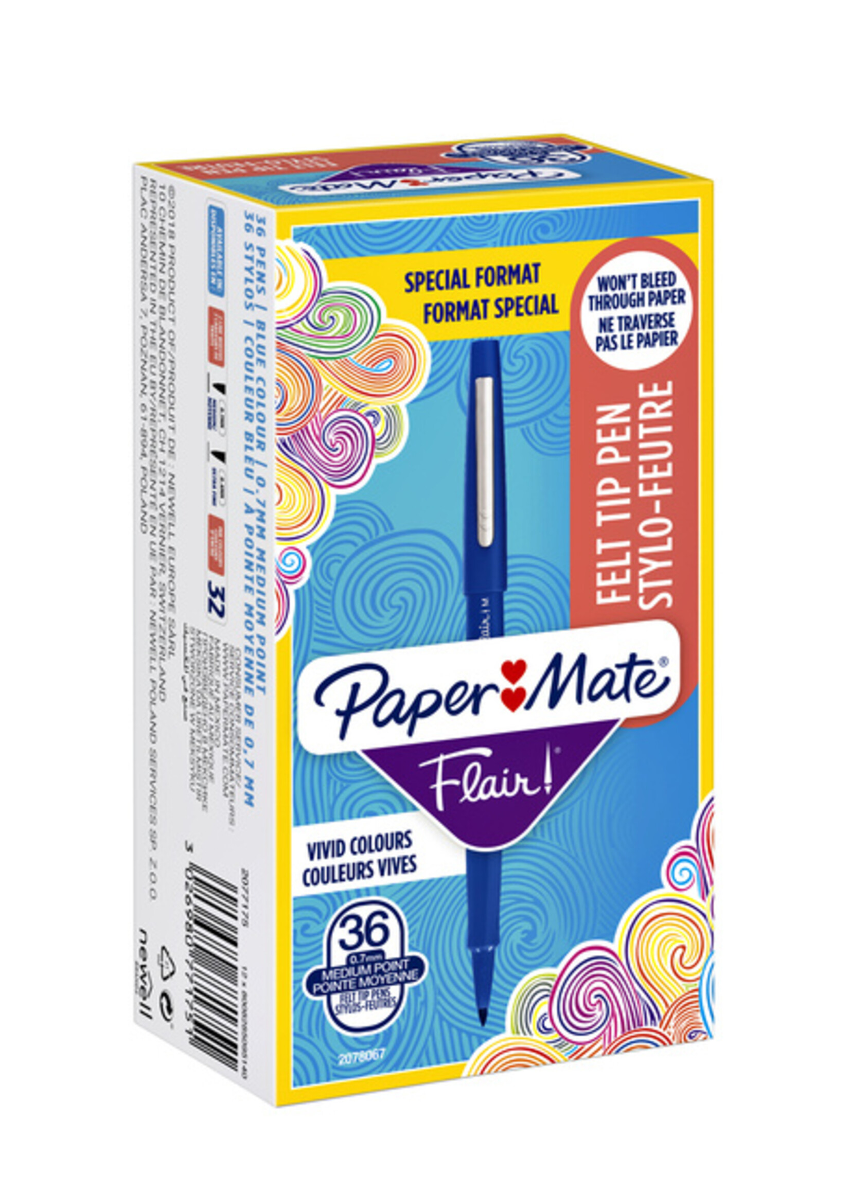 Paper Mate Fineliner Paper Mate Flair 0.7mm valuepack á 36 stuks blauw