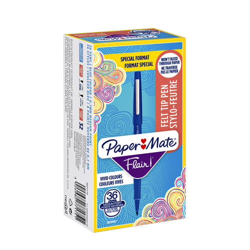 Paper Mate Fineliner Paper Mate Flair 0.7mm valuepack á 36 stuks blauw