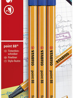 Stabilo Fineliner STABILO Point 88 blister à 3 stuks blauw