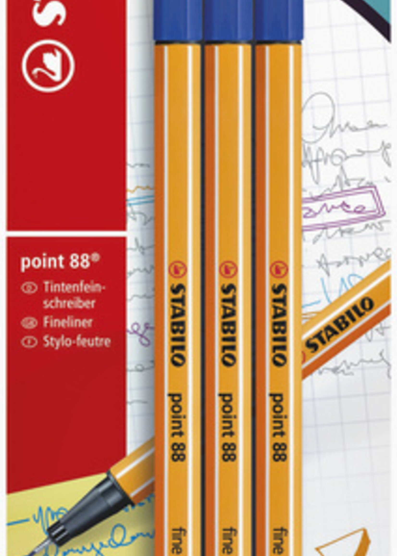 Stabilo Fineliner STABILO Point 88 blister de 3 pièces bleu