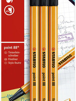 Stabilo Fineliner Stabili Point 88 blister de 3 pièces noir