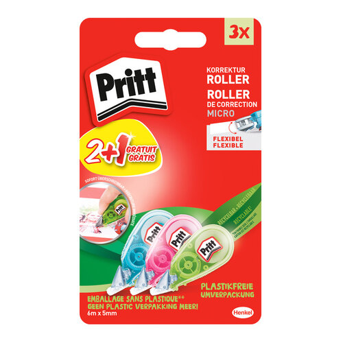 Pritt Roller correcteur Pritt Micro 5mmx6m blister 2+1 gratuit